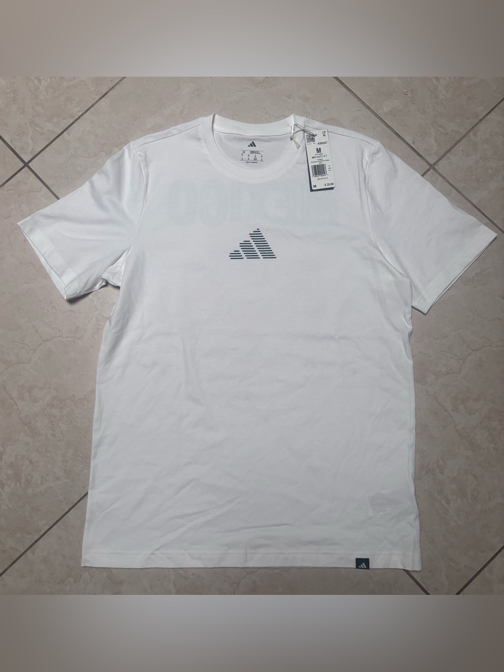 adidas White Short Sleeve Logo Tee